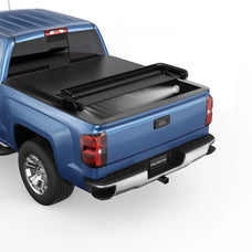 POLEMOTOR 5.8FT Soft Quad Fold  Tonneau Cover For 2014-2018 Chevy Silverado/GMC Sierra 1500 Truck Bed (6'6