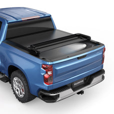 5.8FT Soft Quad-Fold Tonneau Cover For 2019-2023 Chevy Silverado GMC Sierra 1500 Truck Bed