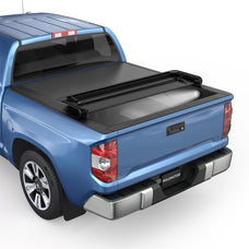 POLEMOTOR 5.5FT Soft Quad Fold Truck Bed Tonneau Cover For 2014-2021 Toyota Tundra Fleetside (W/Deck Rail Systerm)