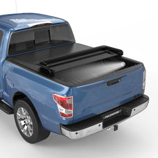 POLEMOTOR 5.5FT Soft Quad Fold Truck Bed Tonneau Cover For 2016-2024 Nissan Titan Non-XD Fleetside Bed