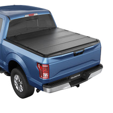 POLEMOTOR 5.5FT Hard Quad Fold Truck Bed Tonneau Cover For 2015-2024 Ford F-150 66‘’ Fleetside (Excl. Raptor Series)