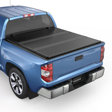 POLEMOTOR 5.5FT Hard Fiberglass Tonneau Cover For 2007-2024 Toyota Tundra Tri-Fold Truck Bed Cover