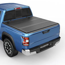 POLEMOTOR 6FT Hard Fiberglass Tonneau Cover For 2005-2024 Nissan Frontier Tri-Fold Truck Bed Cover