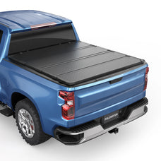 POLEMOTOR 5.8FT Hard Quad Fold Truck Bed Tonneau Cover For 2019-2023 Chevy Silverado/GMC Sierra 1500 New Body Style w/o Multi-Flex Tailgate and Carbonpro Bed Fleetside