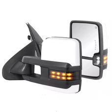 White Power Heated LED Signal Tow Mirrors For 1999-2002 Chevy GMC 1500 2500 2PCS