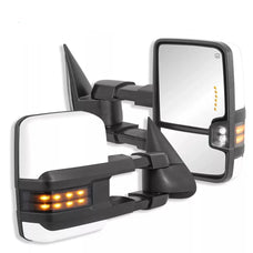 POLEMOTOR White Painted Power Heated Tow Mirrors For 2008-2013 Silverado 1500 2500HD 3500